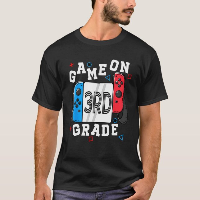 Camiseta Game On 3rd Grade Video Gamers 3rd Grade Level Unl (Frente)