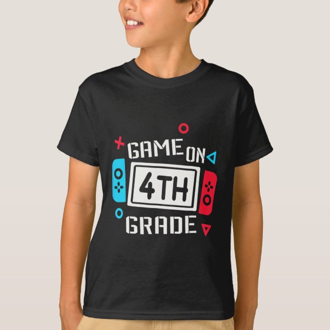 Camiseta Game On 4th Grade Boys Kids Fourth Grade Byck To S (Frente)