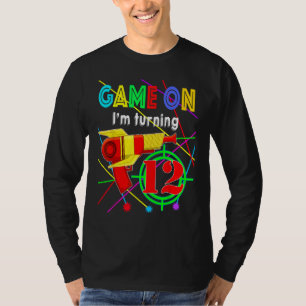 Camiseta Game On I'm Turning 12 anos Boy Laser Tag Birthda
