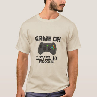 Camiseta Game On – Level 10 Unlocked | Gamer Birthday T-Shi