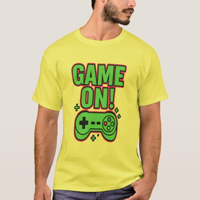 Camiseta Game On! – Retro Gaming Art (Frente)