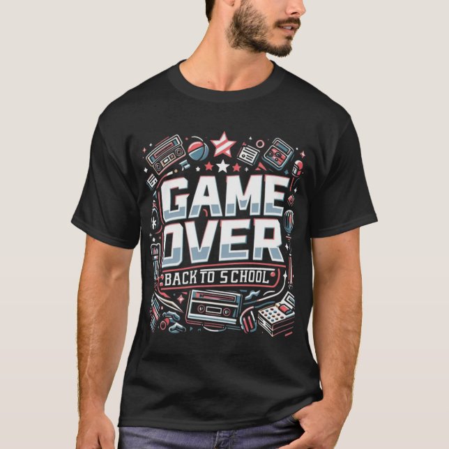 Camiseta Game Over, Back to School: Retro Vibes (Frente)