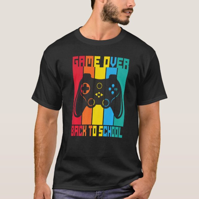 Camiseta Game Over Back To School Sunset Student Game Contr (Frente)
