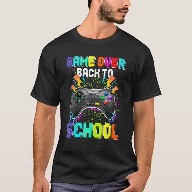 Camiseta Game Over Back To School Video Game Leveled Up Boy (Frente)