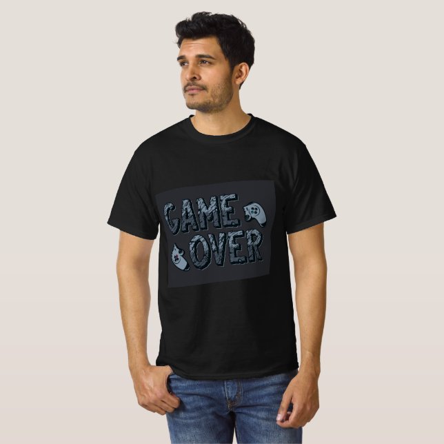 Camiseta "Game Over" de Valor Negro masculino (Frente Completa)