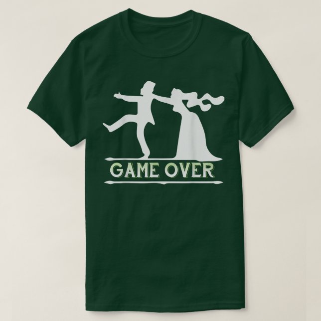 Camiseta Game Over Engraçado Despedida de Solteiro Festa de (Frente do Design)