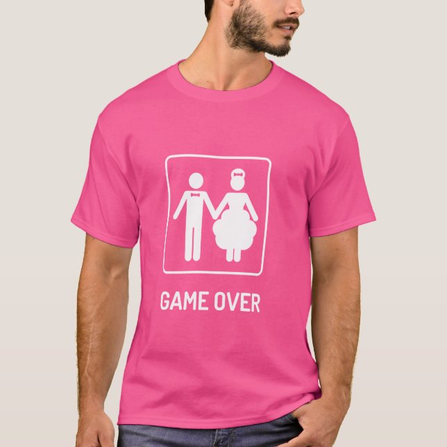 Camiseta Game Over Festa de Despedida de Solteiro Divertida (Frente)