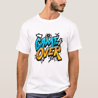 Camiseta Game Over Neon Splash - Design de Jogo Neon Vibran
