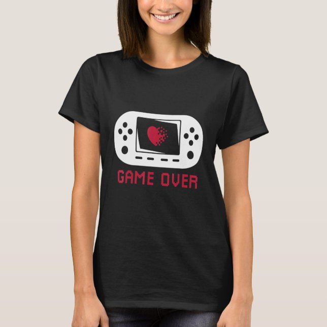 Camiseta Game Over Pixel Heart - Gaming no Gamepad (Frente)