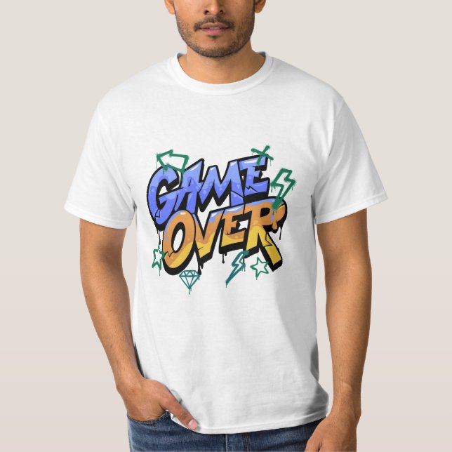 Camiseta Game Over T-Shirt - Gráfico de jogos retrorreflect (Frente)