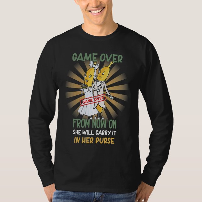 Camiseta Game Over Wedding Bachelor Party  Humorous (Frente)