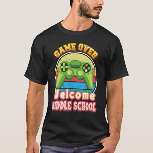 Camiseta Game Over Welcome Middle School Gamer Back To Scho (Frente)