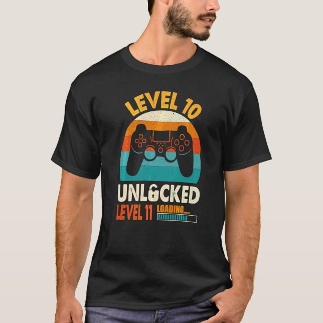 Camiseta Gamer 10th Birthday For 10 Years Old  Level 10 Unl (Frente)
