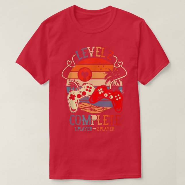 Camiseta Gamer 2nd Wedding Anniversary Level 2 Complete Gam (Frente do Design)