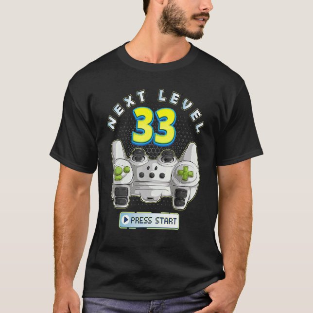 Camiseta Gamer 33º aniversário Próximo nível 33 Game Contro (Frente)