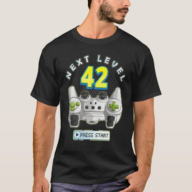 Camiseta Gamer 42º aniversário Próximo nível 42 Game Contro (Frente)
