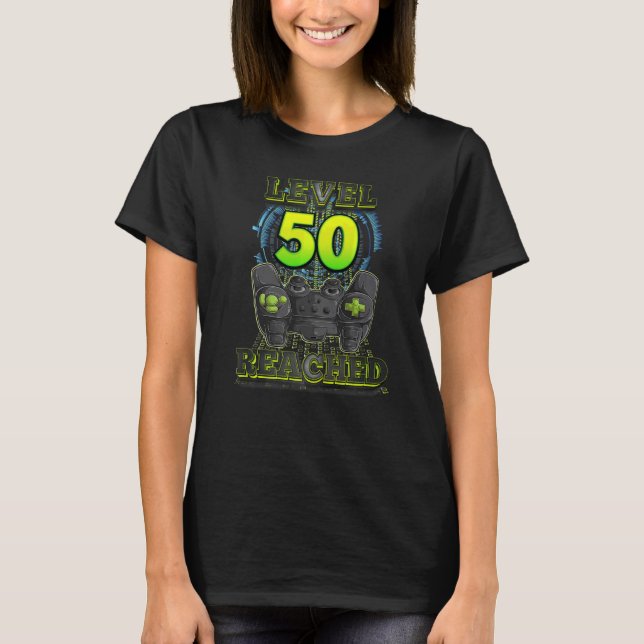 Camiseta Gamer 50th Birthday Nível 50 Gaming Men Wo (Frente)
