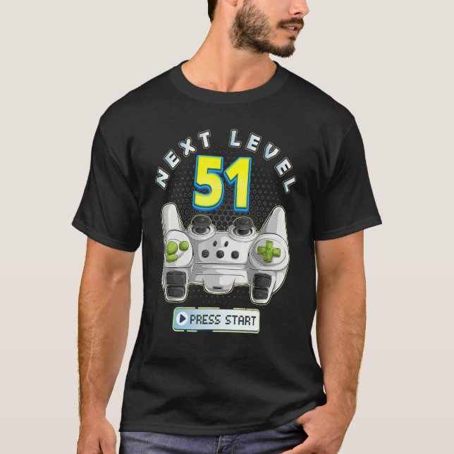 Camiseta Gamer 51º aniversário Próximo nível 51 Game Contro (Frente)