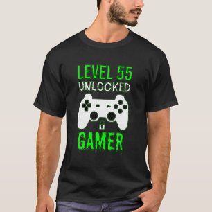 Camiseta Gamer 55th Birthday Funny Gift Nível 55 Desbloquea