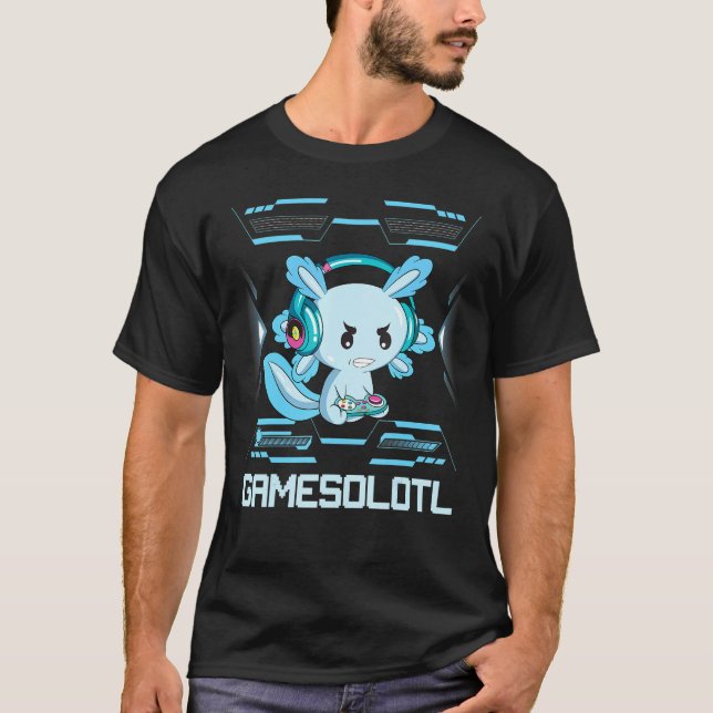 Camiseta Gamer Axolotl Gamesolotl Crianças Meninos Juventud (Frente)