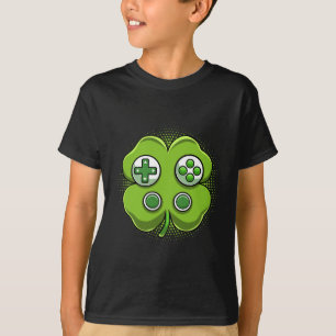 Camiseta Gamer Boy do Dia de São Patrício Shamrock do Contr