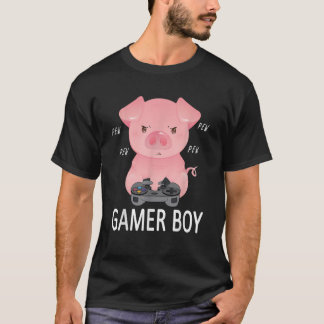 Camiseta Gamer Boy Gamer Pig Boys Engraçados Vídeo Gamer Ga