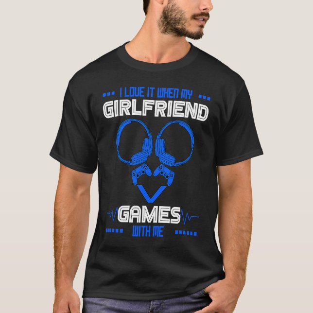 Camiseta Gamer Boyfriend Gaming Couple Matching Valentine's (Frente)