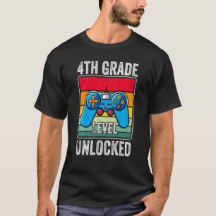 Camiseta Gamer Boys Girls 4th Grade Level Unlocked Back to