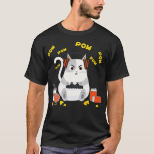 Camiseta Gamer Cat Engraçado Design de videogame