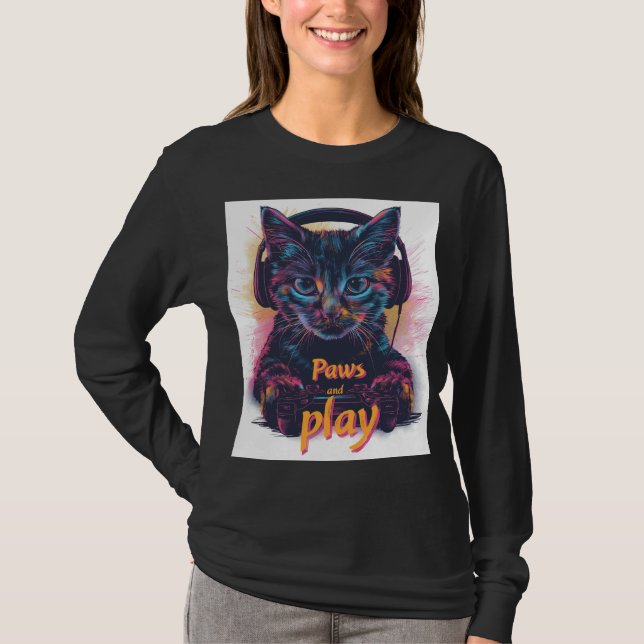 Camiseta Gamer Cat Level Up (Frente)