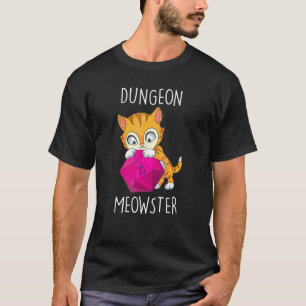 Camiseta Gamer Cat Nerdy Cat D20 Dice Rpg Gamer Dungeon Meo