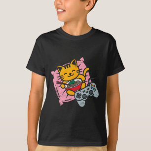 Camiseta Gamer Cat Ramen Kawaii Jogo Mulheres Japonesas