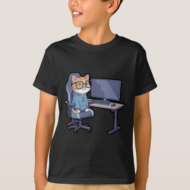 Camiseta Gamer Cat Squad Funny Meme  (Frente)