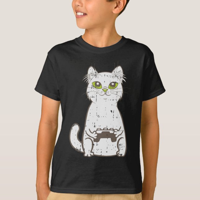 Camiseta Gamer Cat Video Game Controller Gaming Geek G (Frente)
