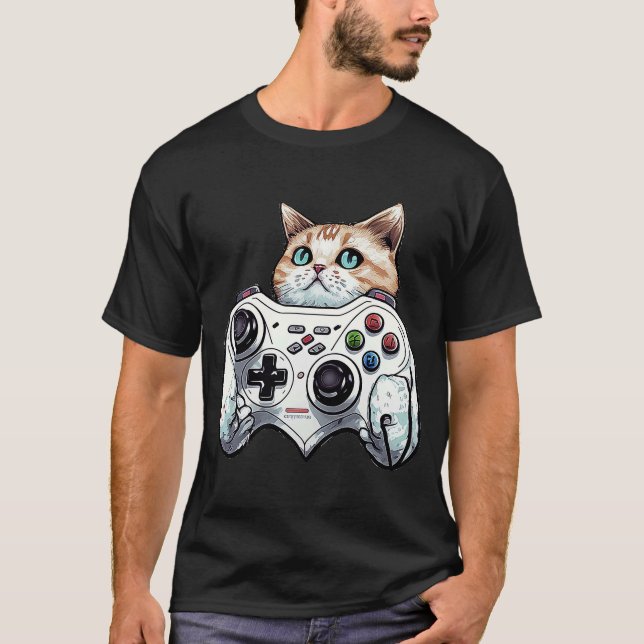 Camiseta Gamer Cat Video Game Controller Gats Gats (Frente)