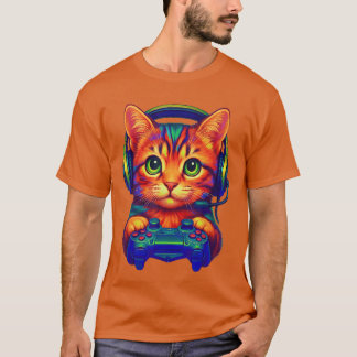 Camiseta Gamer Cat Video Games Boyseen Men Girls Funny Cat