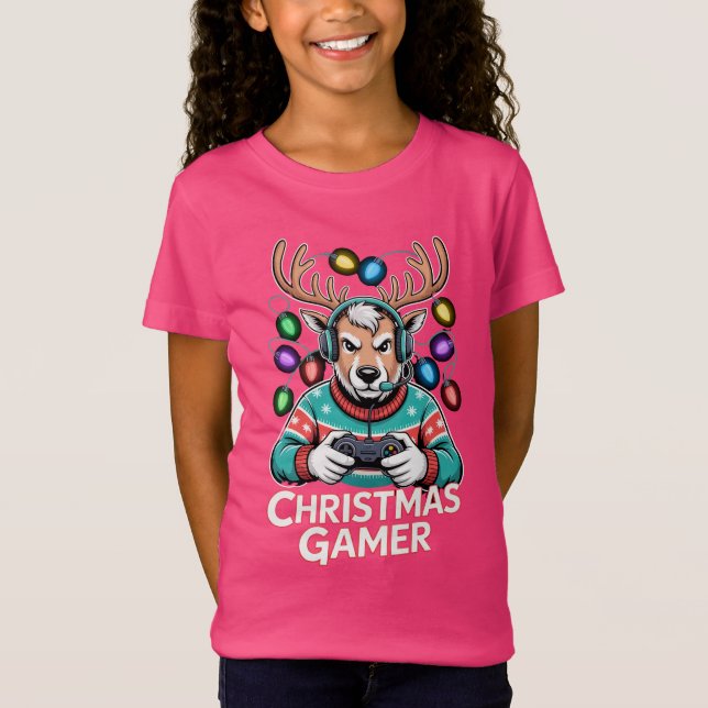 Camiseta Gamer Christmas Gifts Reindeer Gaming (Frente)