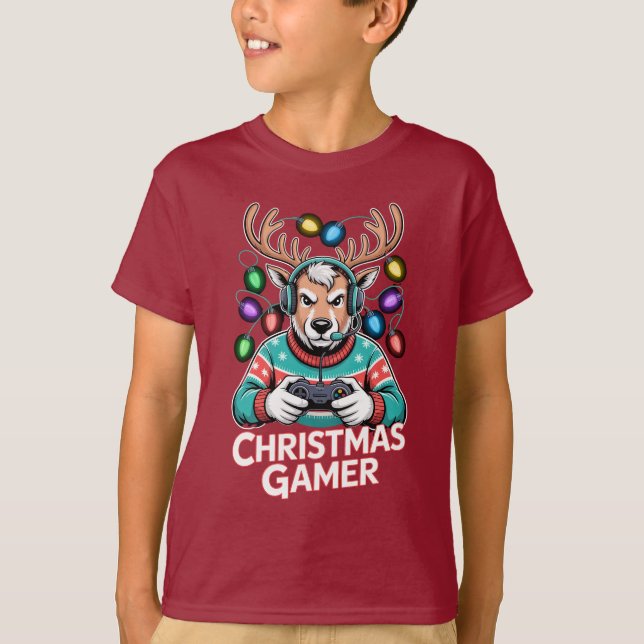 Camiseta Gamer Christmas Gifts Reindeer Gaming (Frente)