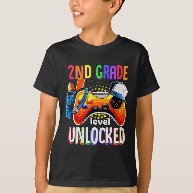 Camiseta Gamer Ck To School Gamepad 2nd Second Grade Level  (Frente)