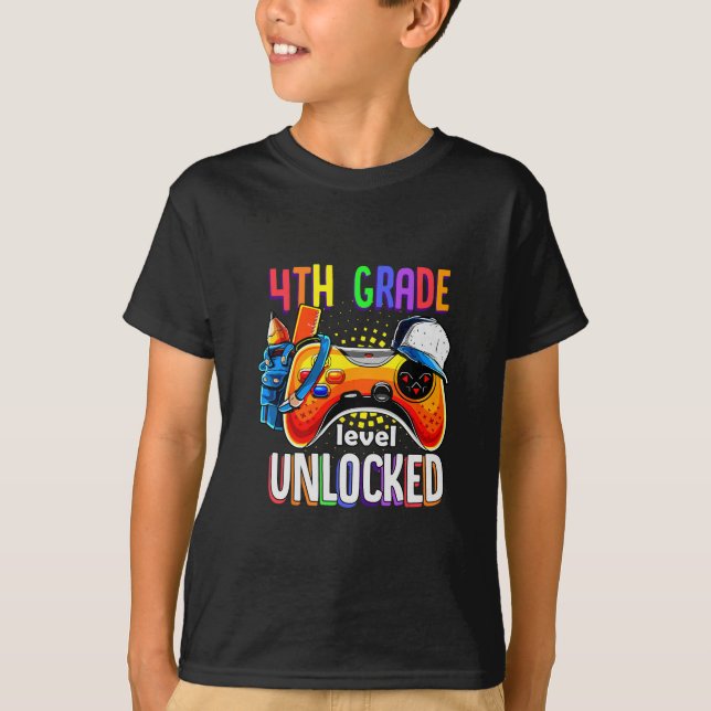 Camiseta Gamer Ck To School Gamepad 4th Fourth Grade Level  (Frente)