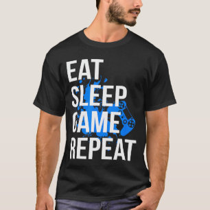 Camiseta Gamer Comer Dormir Jogar Repetir Homens Mulheres e