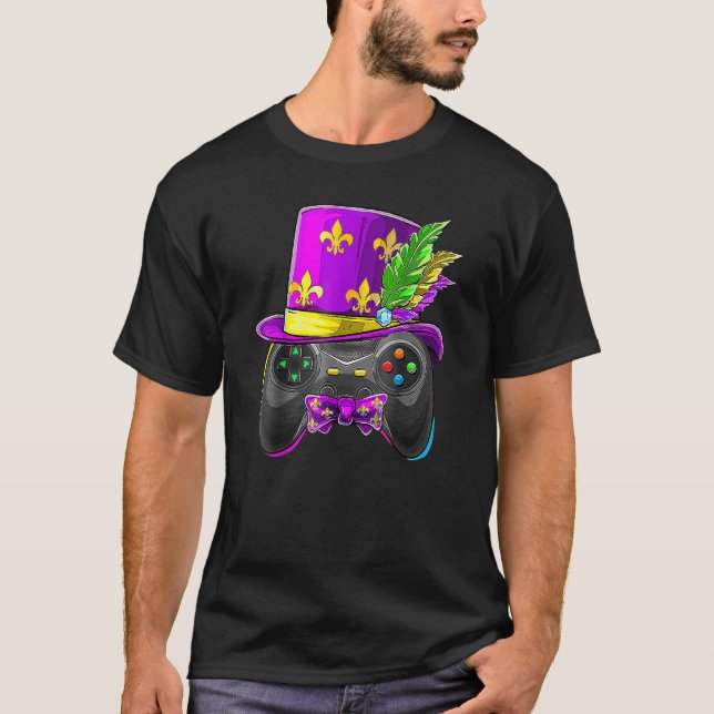 Camiseta Gamer Controller Mardi Gras Festival Kids Bo (Frente)