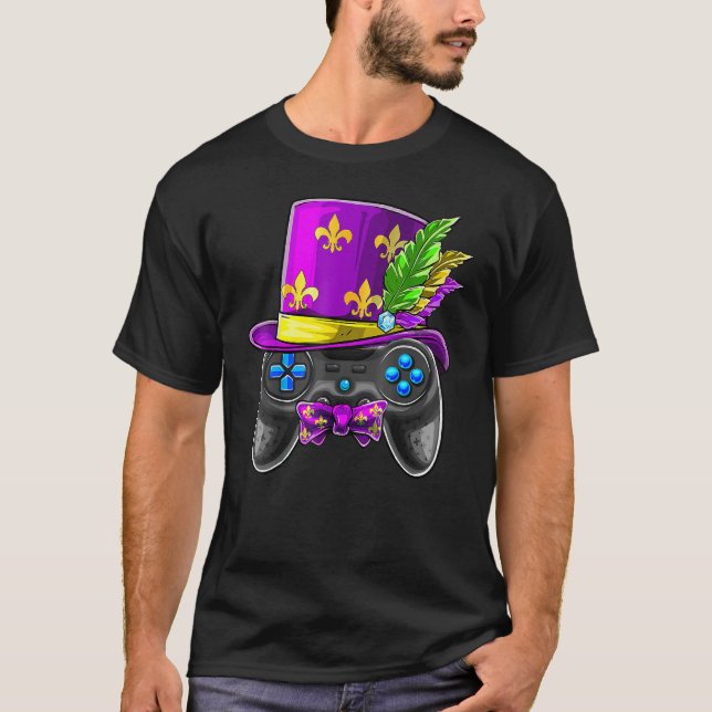 Camiseta Gamer Controller Mardi Gras Festival Kids Bo (Frente)