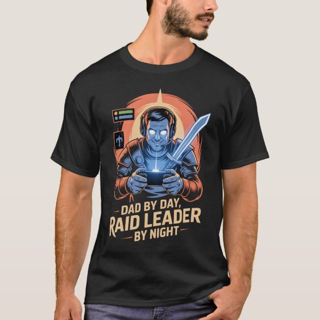 Camiseta Gamer dad tshirt Dad by Day Raid Leader by Night (Frente)