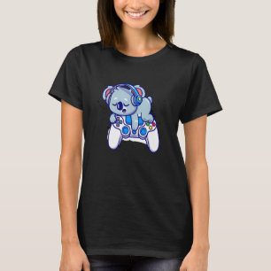 Camiseta Gamer de Koala Preguiçoso Vídeo Jogos Animal Fofo