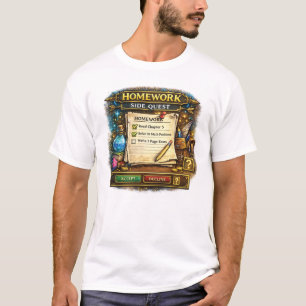 Camiseta Gamer de Missão Secundária de Tarefa de Casa