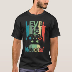 Camiseta Gamer De Vídeo 18º Aniversário Do Nível 18 Desbloq