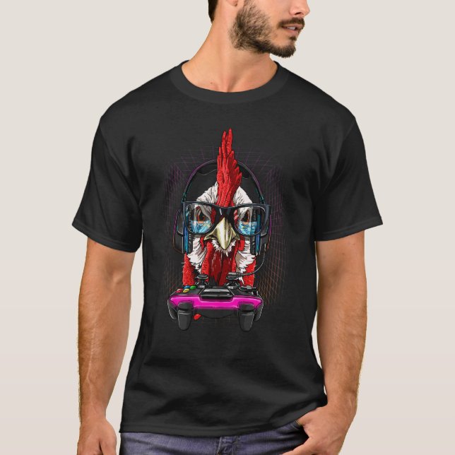 Camiseta Gamer de Vídeo de Computador Pc de Frango Streamer (Frente)