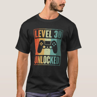 Camiseta Gamer de vídeo desbloqueado do nível 30 engraçado