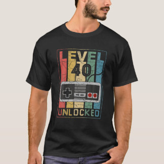 Camiseta Gamer de vídeo desbloqueado do nível 40 do anivers
